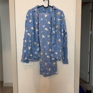 Old Navy Blue Polar Bear Christmas Pajama Set